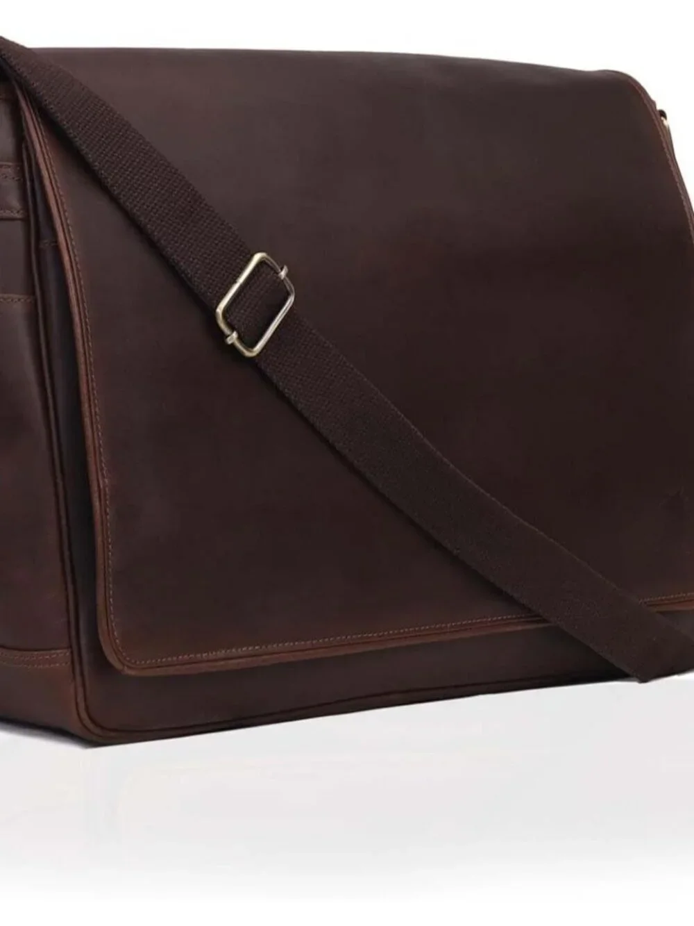 Men's Brown Genuine Leather Vintage Crossbody Metal Zipper Messenger Hand  Bag
